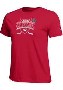 Champion Wisconsin Badgers Womens Red Women's Hockey National Champs 2026 Core Short Sleeve T-Shir..