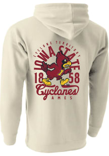 Iowa State Cyclones Mens Oatmeal Mascot Overlay Long Sleeve Hoodie