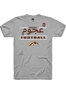 Mustafi Al-Gawari Western Michigan Broncos Grey Football NIL Stacked Box Short Sleeve Player T Shi..