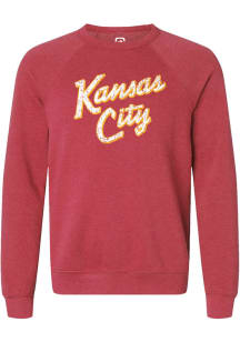 Summit Sportswear Kansas City Mens Red Script Long Sleeve Crew Sweatshirt
