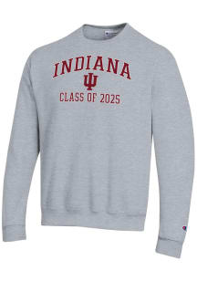 Champion Indiana Hoosiers Mens Grey Class of 2025 Text Powerblend Long Sleeve Crew Sweatshirt