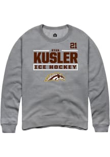Ryan Kusler Western Michigan Broncos Mens Grey NIL Stacked Box Player Crew