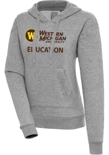 Antigua Western Michigan Broncos Womens Grey Heather Western Michigan Education  Victory Hooded Sw..