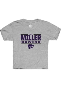 Lacy Miller K-State Wildcats Youth Grey NIL Stacked Box Player Tee