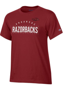 Champion Arkansas Razorbacks Womens Crimson Rhinestone Stadium Short Sleeve T-Shirt