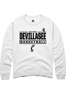 Caliyah DeVillasee Cincinnati Bearcats Mens White NIL Stacked Box Player Crew