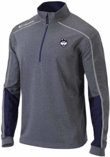 Columbia UConn Huskies Mens Navy Blue Heat Seal Omni Wick Shotgun 2.0 Long Sleeve Qtr Zip Pullover