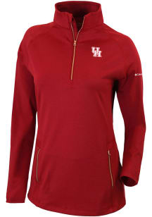 Columbia Houston Cougars Womens Red Heat Seal Omni Wick Outward Nine Qtr Zip