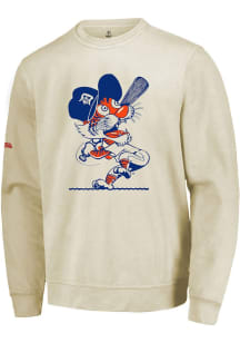 Detroit Tigers Mens White Primary Logo Long Sleeve Crew Sweatshirt