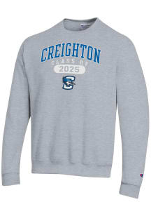 Champion Creighton Bluejays Mens Grey Class of 2025 Pill Powerblend Long Sleeve Crew Sweatshirt