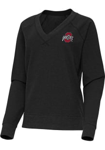 Antigua Ohio State Buckeyes Womens Black Varsity Crew Sweatshirt