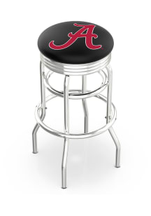 Alabama Crimson Tide Script Double-Ring Swivel Chrome Pub Stool - Black