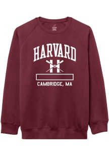 League Harvard Crimson Mens Maroon Rowing Reminiscent Long Sleeve Crew Sweatshirt