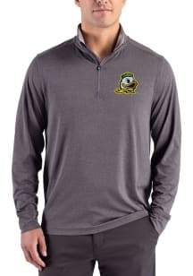 Cutter and Buck Oregon Ducks Mens Black Forge Eco Long Sleeve Qtr Zip Pullover