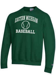 Champion Eastern Michigan Eagles Mens Green Baseball Icon Powerblend Long Sleeve Crew Sweatshirt