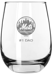 New York Mets Dad 15oz Stemless Wine Glass - White