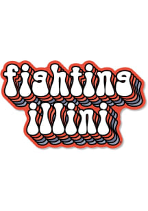 Illinois Fighting Illini 2" Stacked Bubble Text Dizzler Stickers - Orange