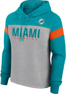 Miami Dolphins Womens Grey Bold Play Hooded Sweatshirt