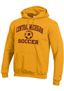 Champion Central Michigan Chippewas Mens Gold Soccer Icon Powerblend Long Sleeve Hoodie