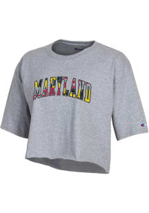Champion Maryland Terrapins Womens Grey Flag Print Short Sleeve T-Shirt