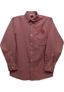 Vive La Fete Oklahoma Sooners Toddler Crimson Gingham Long Sleeve Polo