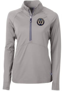 Cutter and Buck Philadelphia Union Womens Grey Adapt Eco Qtr Zip Pullover
