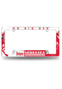 Nebraska Cornhuskers Primary All Over Chrome License Plate Frame - White