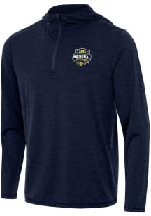 Antigua Michigan Wolverines Mens Navy Blue 2026 MBB Champions Tidy Long Sleeve Qtr Zip Pullover