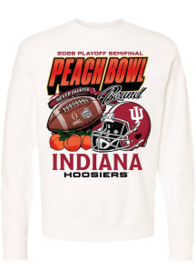 Something Inked Indiana Hoosiers Mens Ivory 2026 Peach Bowl Bound Long Sleeve Crew Sweatshirt