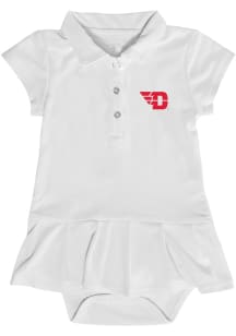 Dayton Flyers Baby Girls White Caroline Short Sleeve Dress