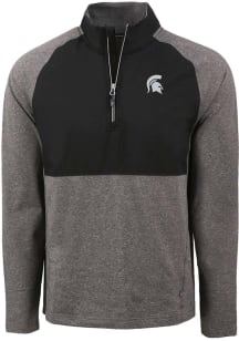 Cutter and Buck Michigan State Spartans Mens Black Adapt Eco Hybrid Long Sleeve Qtr Zip Pullover