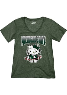 Blue 84 Michigan State Spartans Womens Green Hello Hoops Short Sleeve T-Shirt