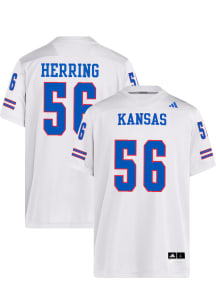 Amir Herring  Adidas Kansas Jayhawks White NIL Name And Number Football Jersey