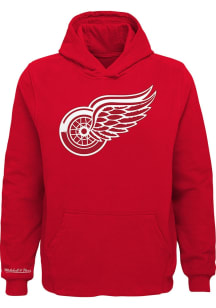 Mitchell and Ness Detroit Red Wings Youth Red Team Logo Long Sleeve Hoodie