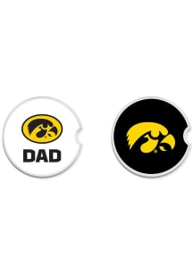 Iowa Hawkeyes Dad Set of 2 Car Coaster - White
