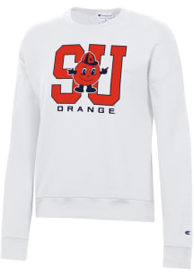 Champion Syracuse Orange Womens White Powerblend Crew Sweatshirt