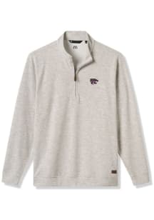 Travis Mathew K-State Wildcats Mens Grey Home Game Long Sleeve Qtr Zip Pullover