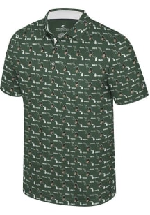 Colosseum Michigan State Spartans Mens Green Vintage Logo Short Sleeve Polo