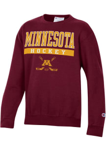 Champion Minnesota Golden Gophers Youth Maroon Team Wordmark Long Sleeve Crew Sweatshirt