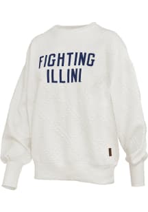 Pressbox Illinois Fighting Illini Womens Ivory Eleanor Crew Sweatshirt