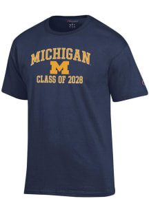 Champion Michigan Wolverines Navy Blue Font Class of 2028 Jersey Short Sleeve T Shirt