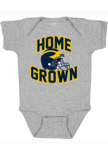 Little King Michigan Wolverines Baby Grey Home Grown Short Sleeve One Piece