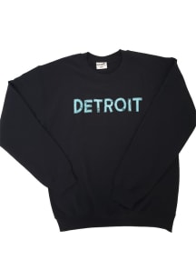 LocalE Detroit Womens Black Sequins Wordmark Crew Sweatshirt