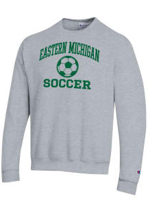 Champion Eastern Michigan Eagles Mens Grey Soccer Icon Powerblend Long Sleeve Crew Sweatshirt