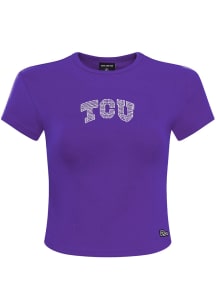 Hype and Vice TCU Horned Frogs Womens Purple Beaded Baby Short Sleeve T-Shirt