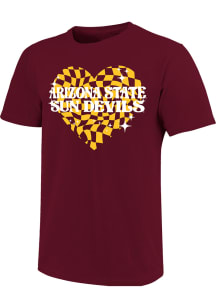 Arizona State Sun Devils Girls Maroon Funky Heart Short Sleeve Tee