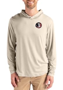 Cutter and Buck Florida State Seminoles Mens Oatmeal Vault Coastline Eco Long Sleeve Lightweight H..