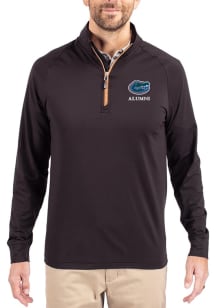 Cutter and Buck Florida Gators Mens Orange Alumni Adapt Eco Knit Long Sleeve Qtr Zip Pullover