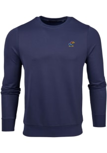 Greyson Kansas Jayhawks Mens Navy Blue Siasconset Vintage Long Sleeve Crew Sweatshrt