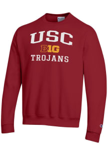 Champion USC Trojans Mens Red Big Ten Powerblend Long Sleeve Crew Sweatshirt